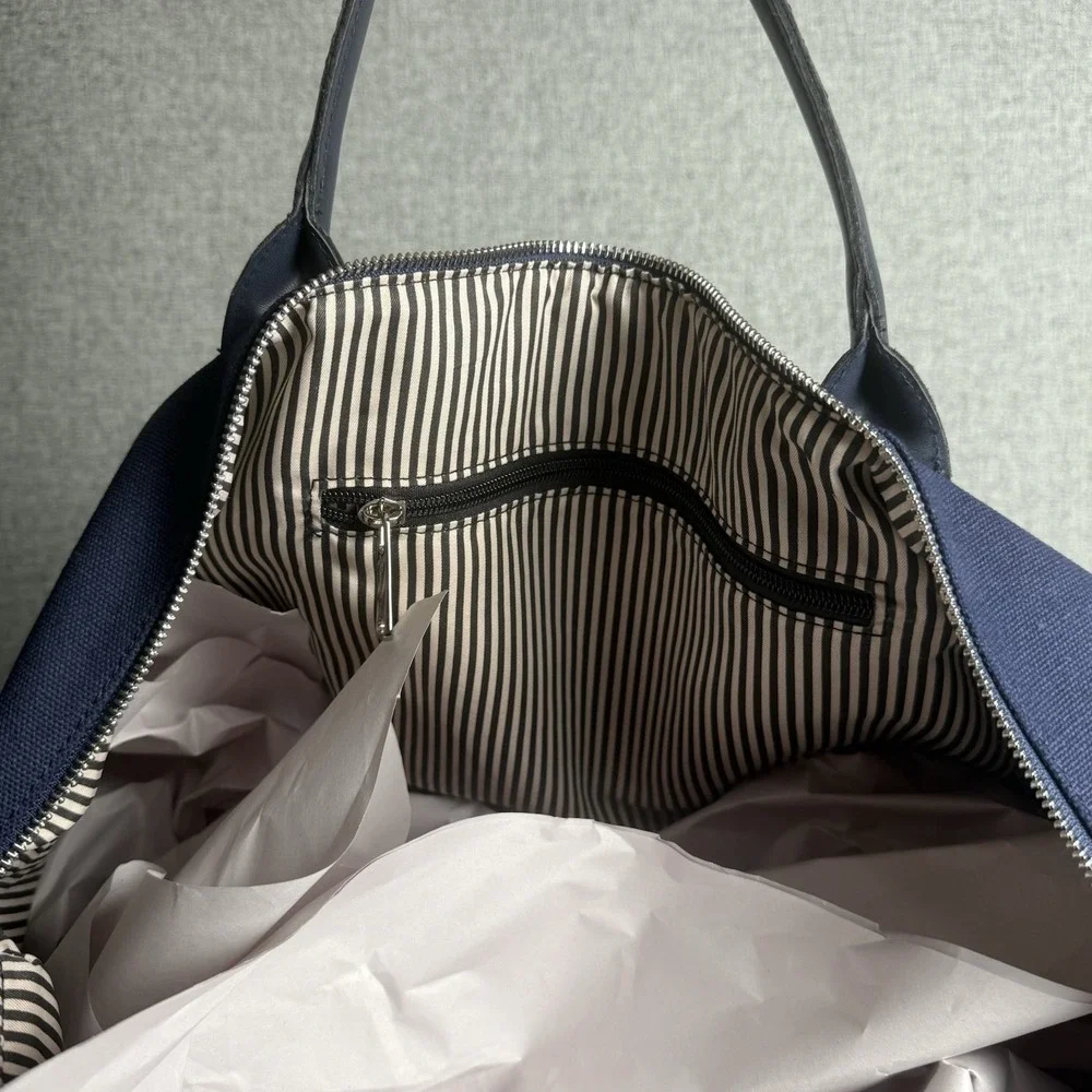 NWT Brouk & Co The Kennedy Weekend Canvas Duffel Bag‎ Large Navy Blue/White - Picture 8 of 10